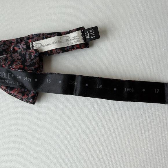 Oscar de la Renta Couture Silk Bow Tie | Vintage Paisley Made in USA - Picture 11 of 14